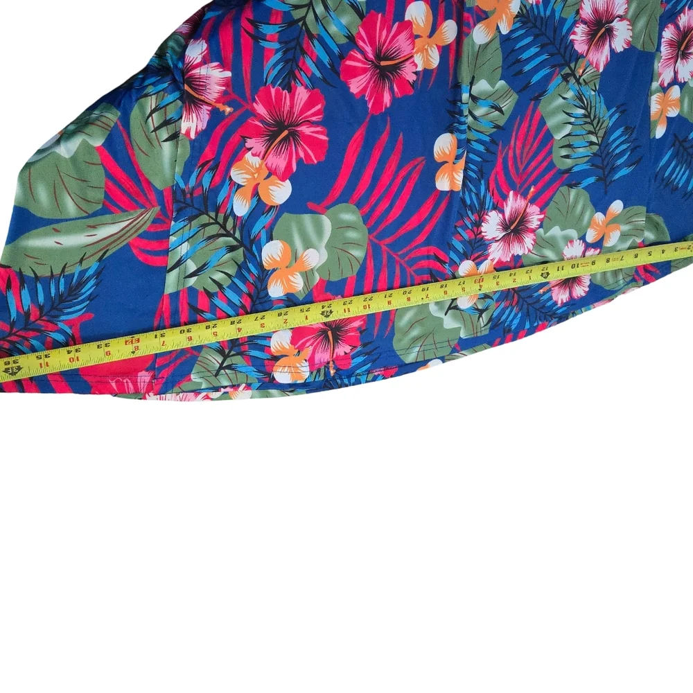 Swim Skirt Foral Blue Maxi Skirt Coverup with Tropical Print XL - Picture 5 of 5